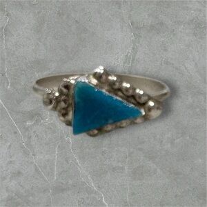 Silver Plated Zuni Turquoise Ring - Size 5.25